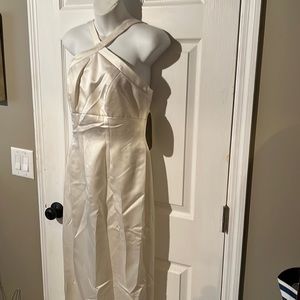 Watters and Watters full length ivory cross neck dress NWT